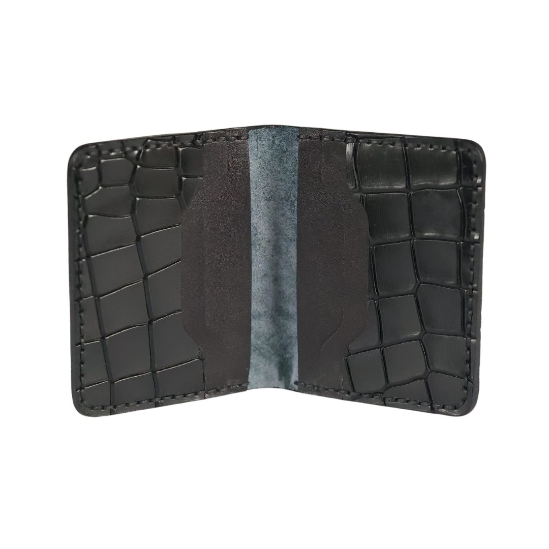 Croc-Embossed Leather Card Bifold - Image 2