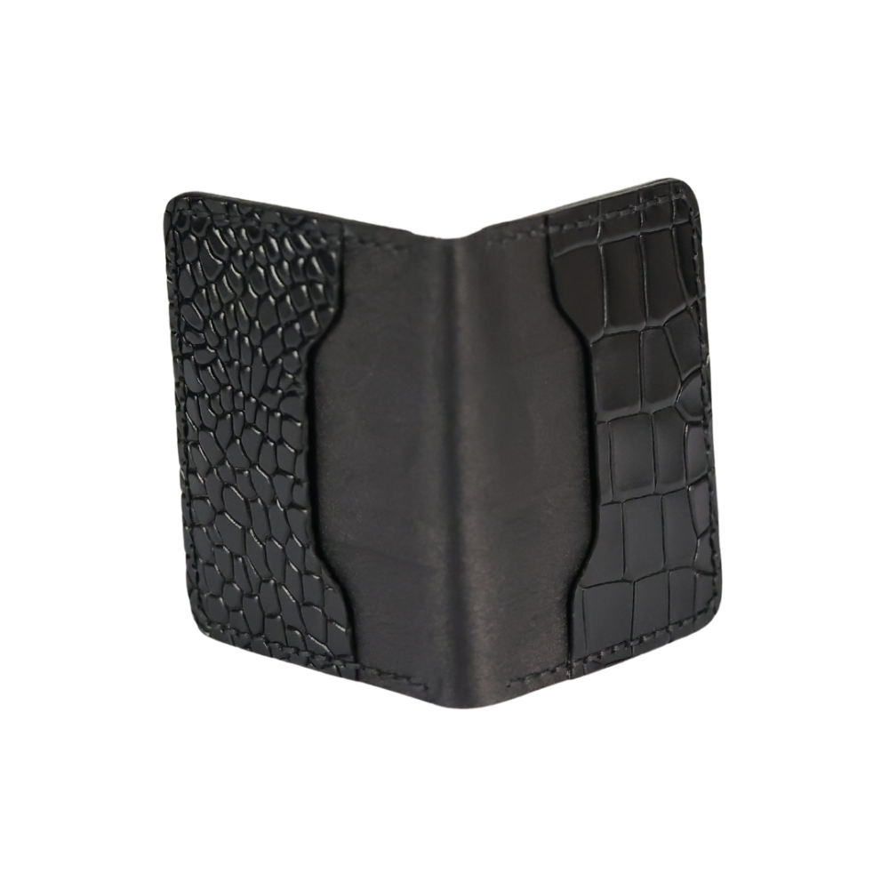 Croc-Embossed Leather Card Bifold