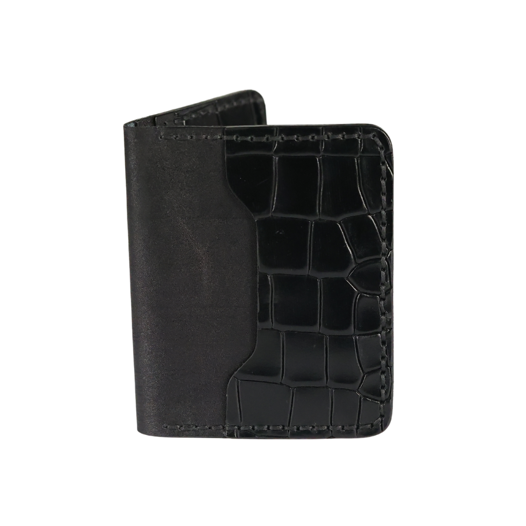 Croc-Embossed Leather Card Bifold - Image 3