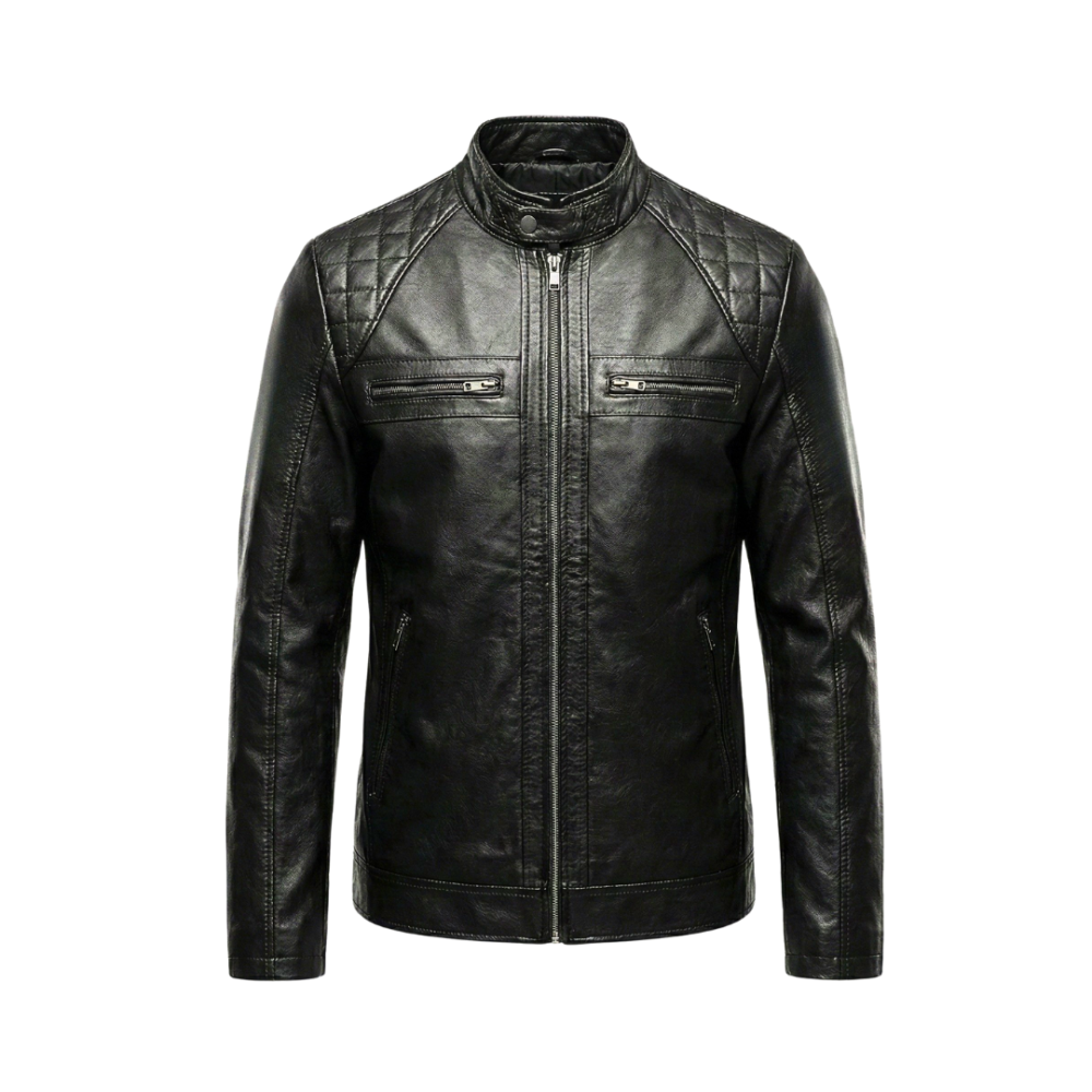 black leather jacket