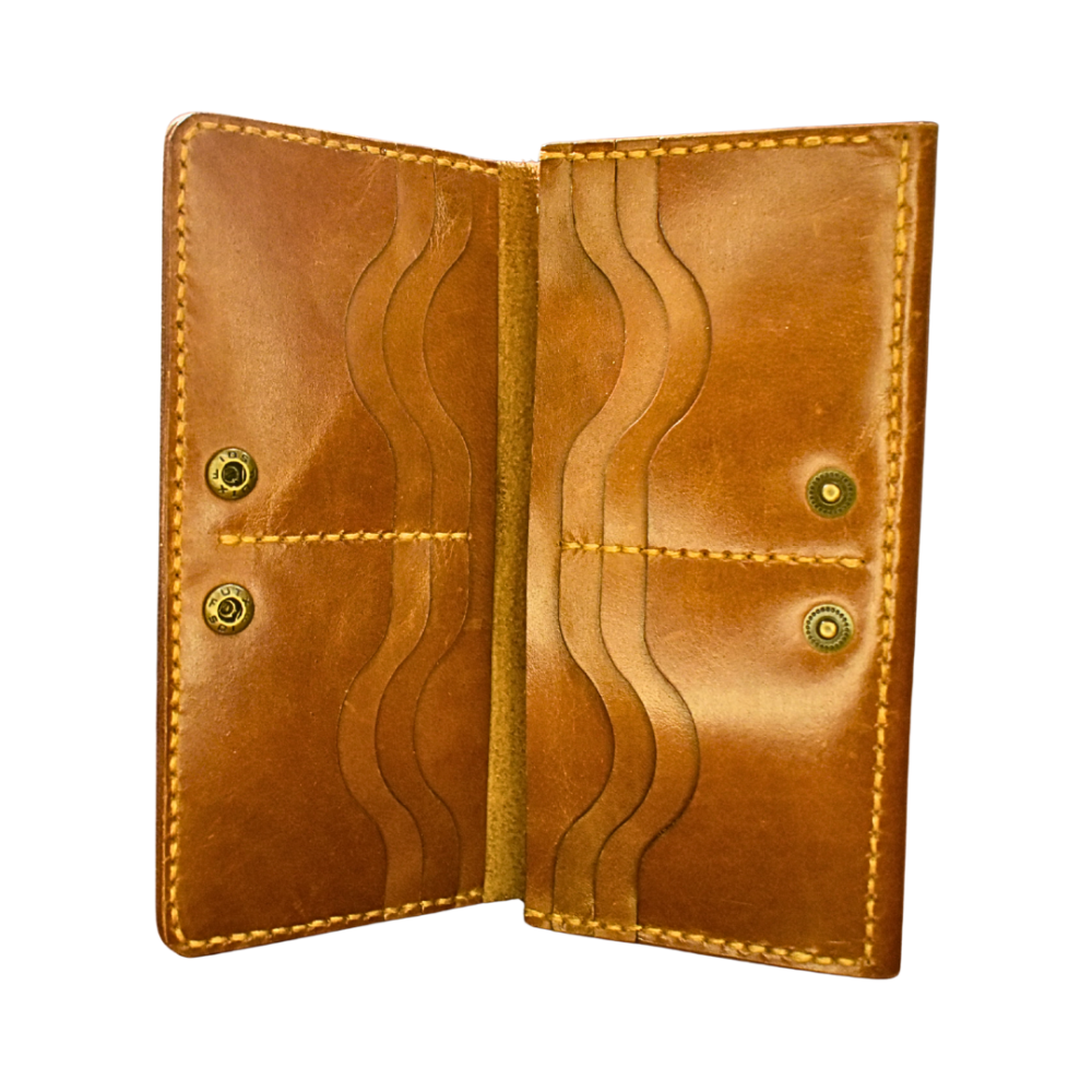 open brown wallet