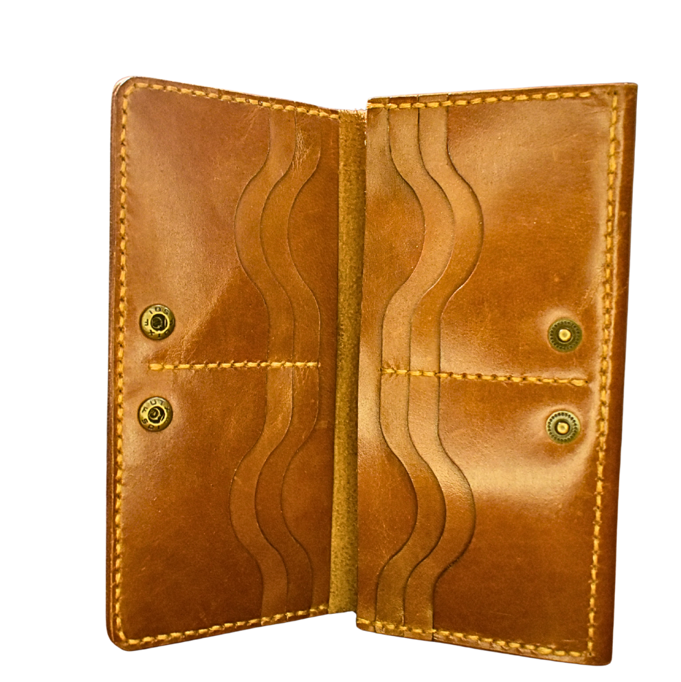 open brown wallet