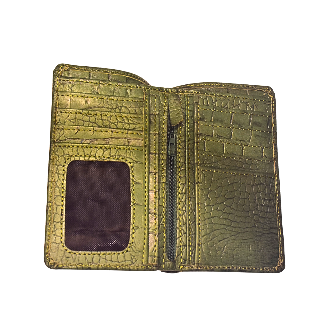green long wallet